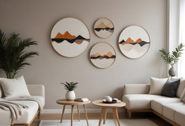Wallity Conjunto de 4 Pinturas Decorativas enmarcadas en Madera Sólida Multicolor
